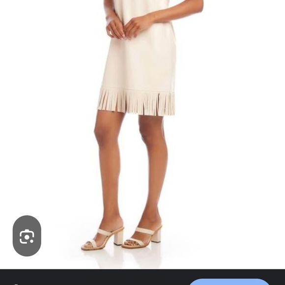 Karen Kane Cream Midi Dress with Fringe Hem - Picture 3 of 16